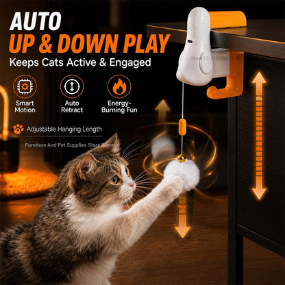 Pet smart toy, self-entertaining cat toy, boredom buster, physical exercise, interactive lift-and-drop automatic cat teaser ball