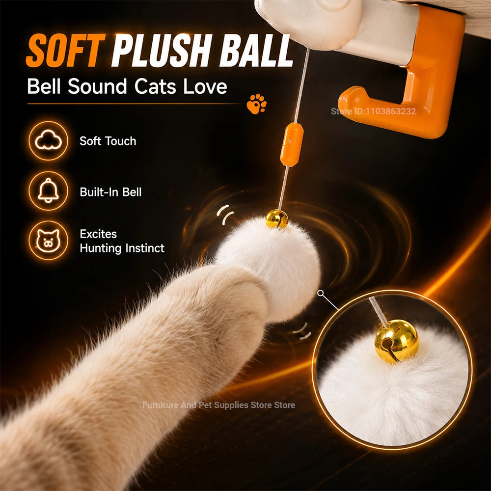Pet smart toy, self-entertaining cat toy, boredom buster, physical exercise, interactive lift-and-drop automatic cat teaser ball