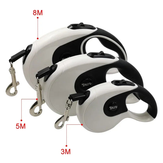 Coleira Retrátil para Cães 3m 5m 8m Guia de Nylon Durável para Passeio e Corrida de Pets Coleira Longa Automática Flexível para Filhotes