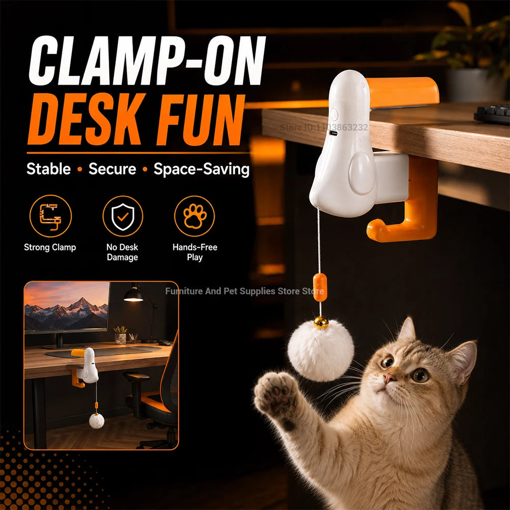 Pet smart toy, self-entertaining cat toy, boredom buster, physical exercise, interactive lift-and-drop automatic cat teaser ball